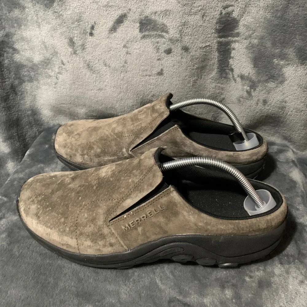 Merrell Jungle Moc Mens 11 Brownish Gray Suede Slip On J003231 Comfort EUC